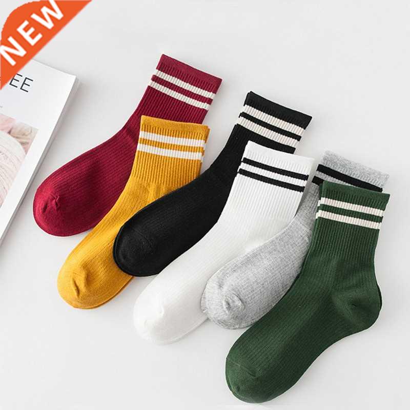 Funny Cute Cotton Loose Striped Crew Socks Women Fashion Col