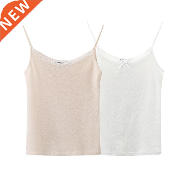 Sweet Women Soft Cotton Camis Lace Patchwork 2022 Summer Fas