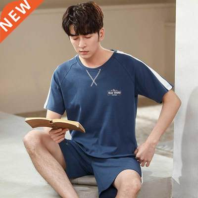 Summer Pajamas Set Men Pyjama Short sleeve Sleepwear Night S