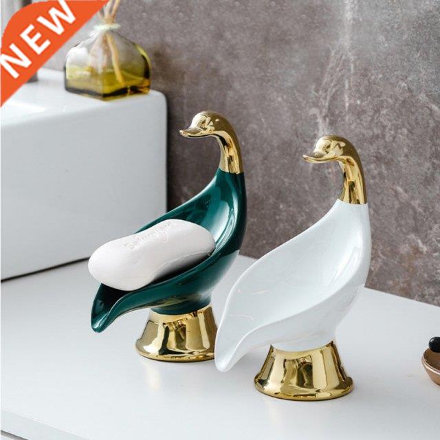 Swan-shaped Ceramic Soap Rack Countertop Stand-up Soap Dish