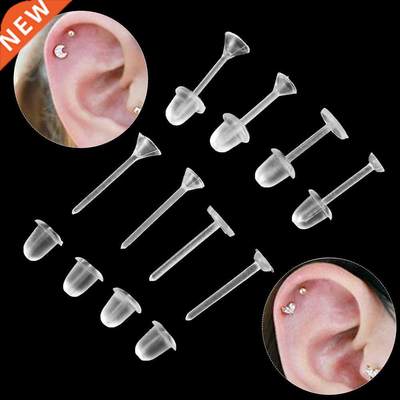 100 Pairs Plastic Earring Posts and Backs Clear Ear Pins an