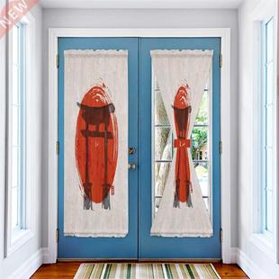 Landscape Door Japan Watercolor Kitchen Curtains for