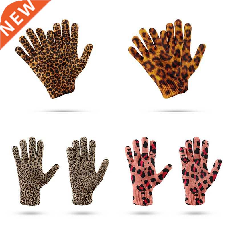 Fashion Leopard Knitted Glove Autumn Winter Cycling Non-Slip