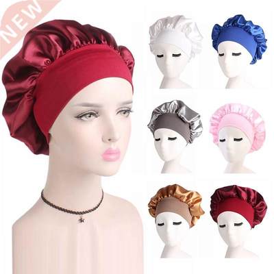 Adjustable Solid Satin Bonnet Hair Styling Cap Long Hair Ca