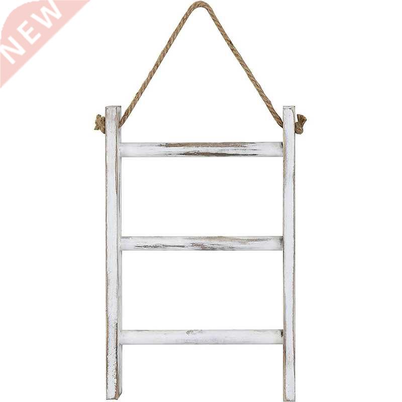 Wall-Hanging Towel Ladder Rustic Whitewashed Wood Countertop