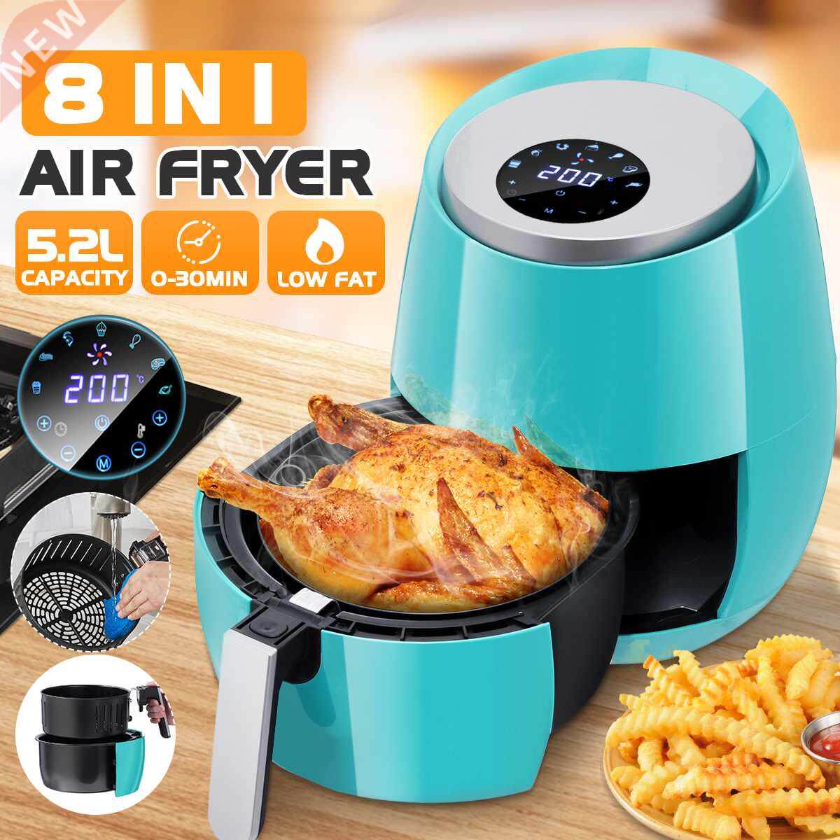 1400W Power Air Fryer Eletric Air Frier 5.2L Deep Airfryer_虎窝淘
