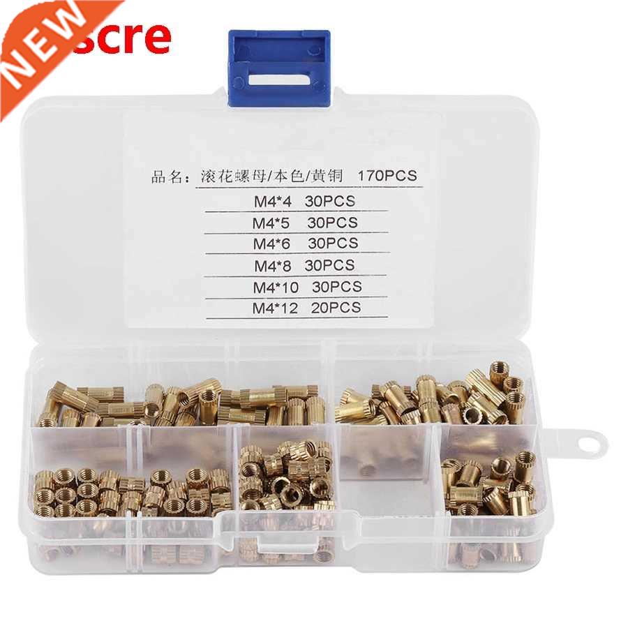 170pcs Insert Nut Knurled Nut Kit Brass Cylinder Knurled Thr
