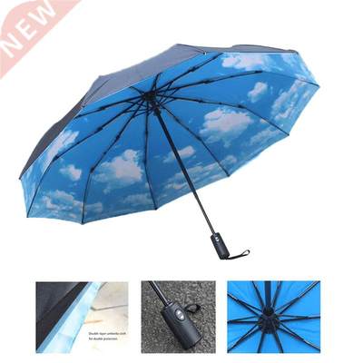 Paraguas de doble capa para hombre y mujer, sombrilla autom