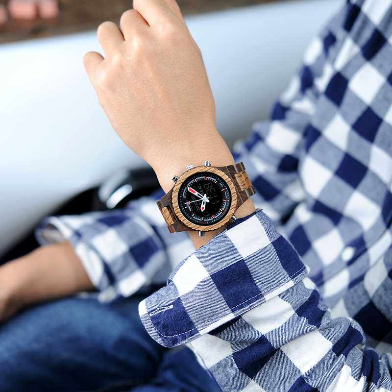 BOBO BRD ZEBRA WOODEN WATCHES MENS QUARTZ WRSTWATCH MALE