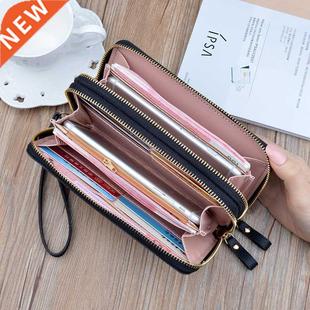 blue Wallet Leather Holder Doub black Women pink Red Card