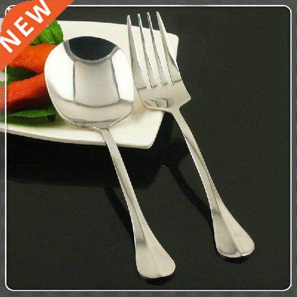 2pc stainless steel large food dinnerspoon and salad fork