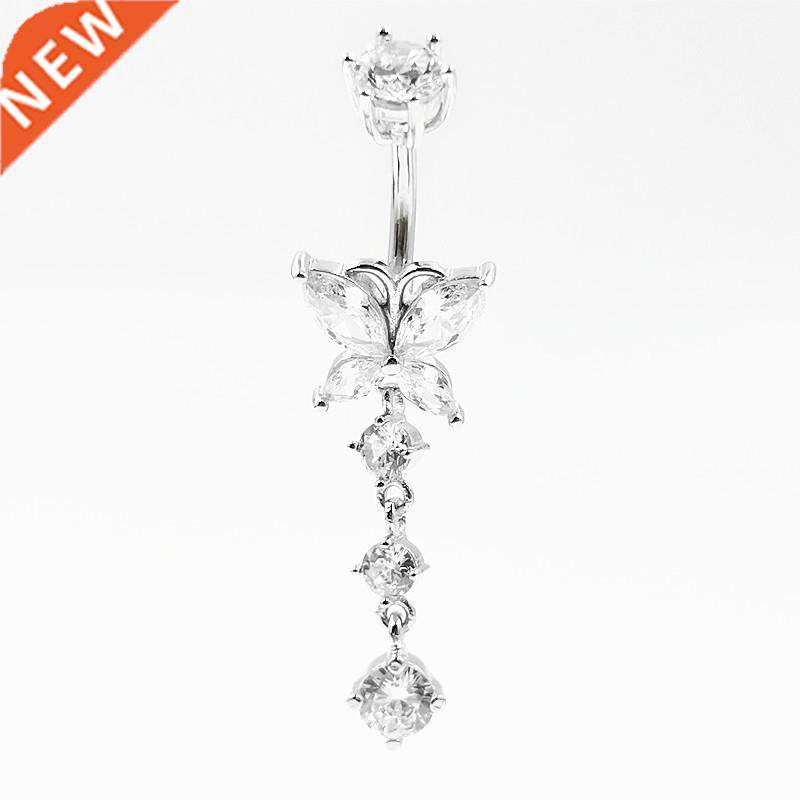 925 sterling silver belly button ring heart cubic zircon nav