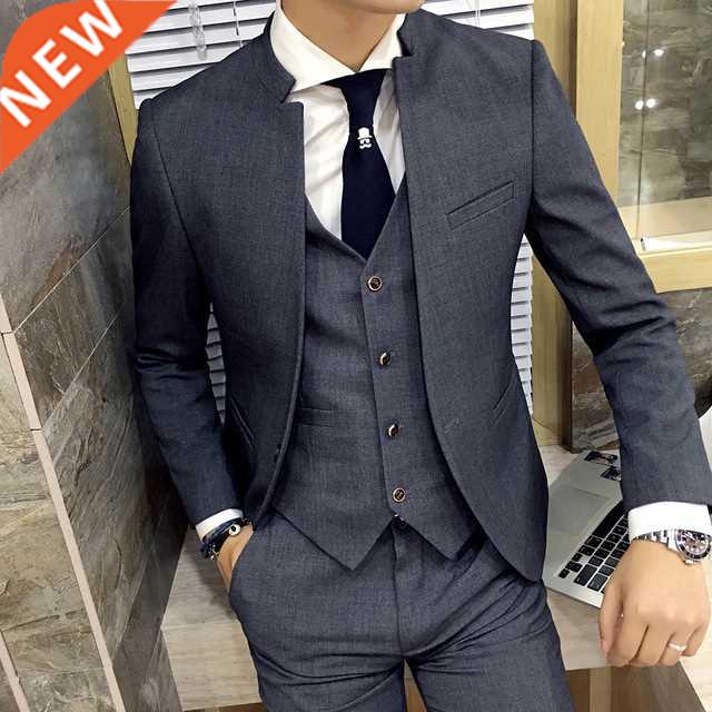 Grey Stand Collar Slm Ft Mens Sut Slm Ft Custom Made Co