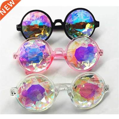 1pcs Clear Round Glasses Kaleidoscope Eyewears Crystal Lens