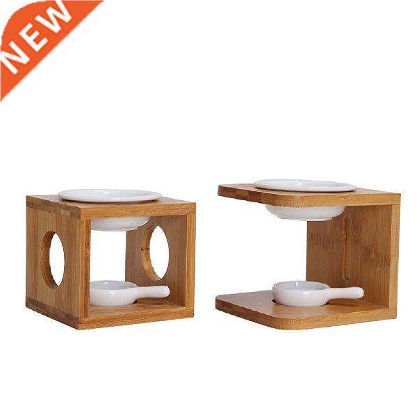 1 set ceramic aromatic oil candle holder bamboo candle