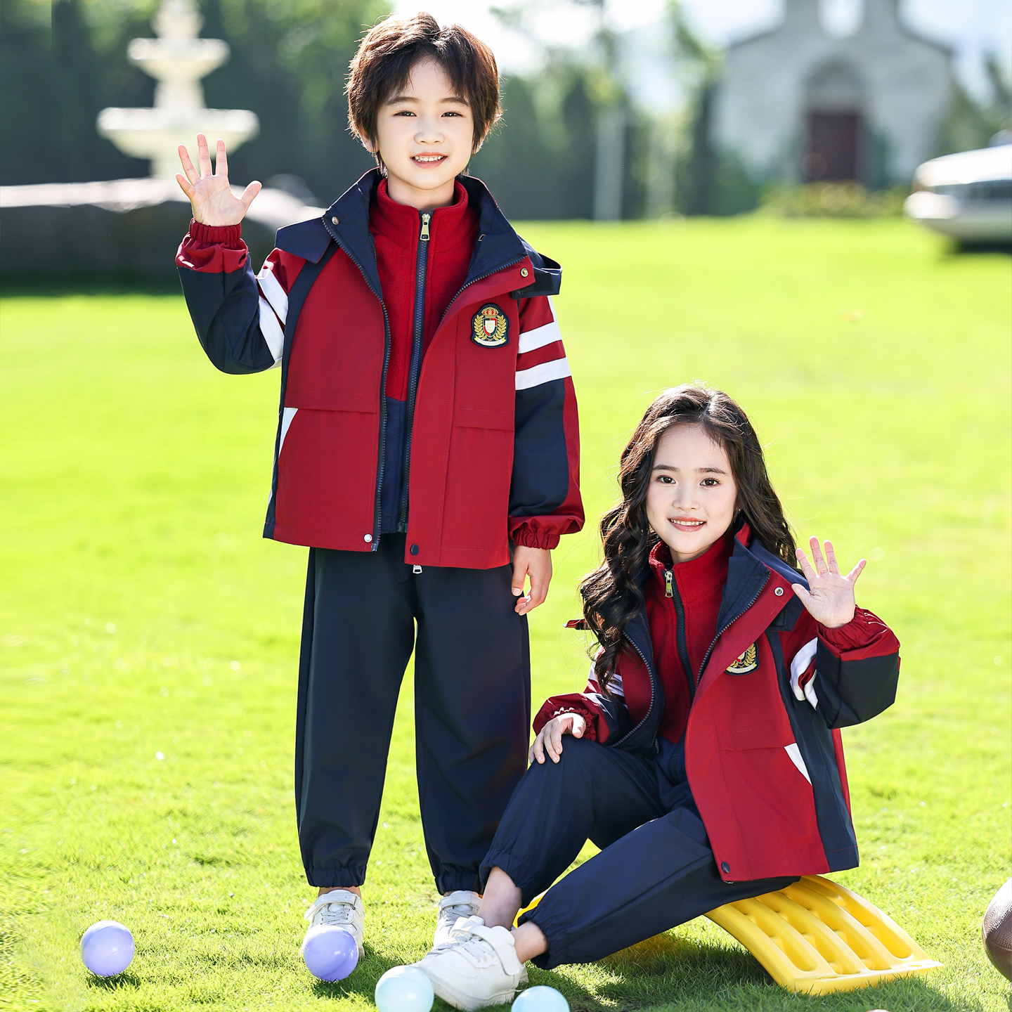 小学生校服春秋套装儿童班服运动服冲锋衣三件套秋冬季幼儿园园服