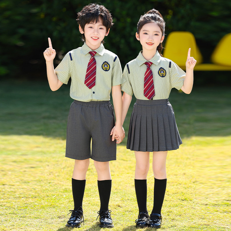 小学生校服夏装短袖儿童班服套装毕业运动服学院风幼儿园毕业园服