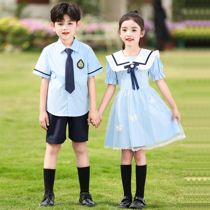 幼儿园园服毕业夏装短袖英伦学院