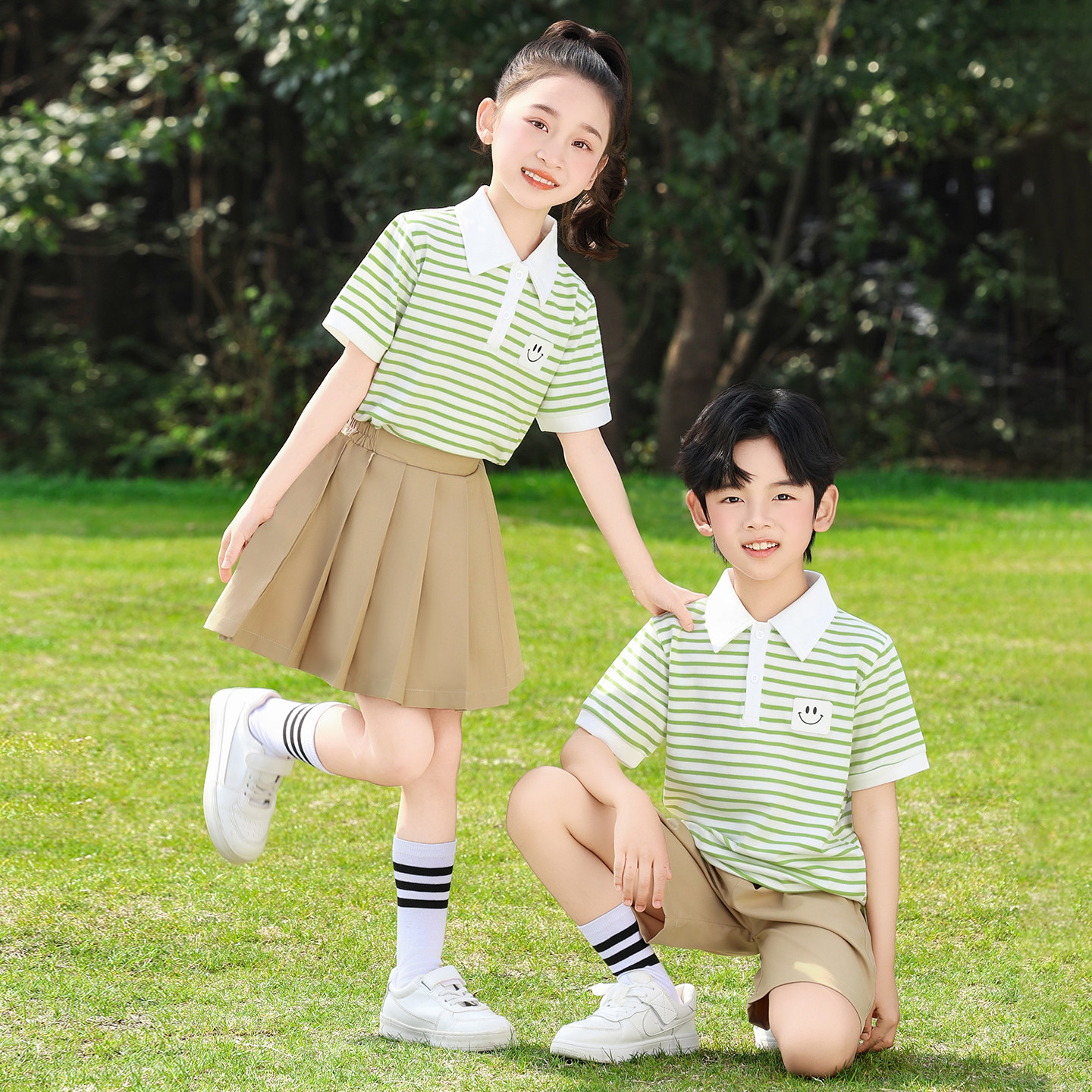 夏季小学生班服校服套装儿童毕业照运动会纯棉短袖幼儿园园服套装