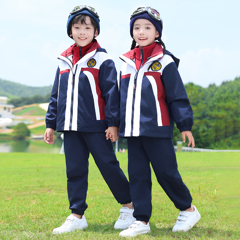 小学生校服春秋款冲锋衣三件套装幼儿园园服运动会儿童班服秋冬季