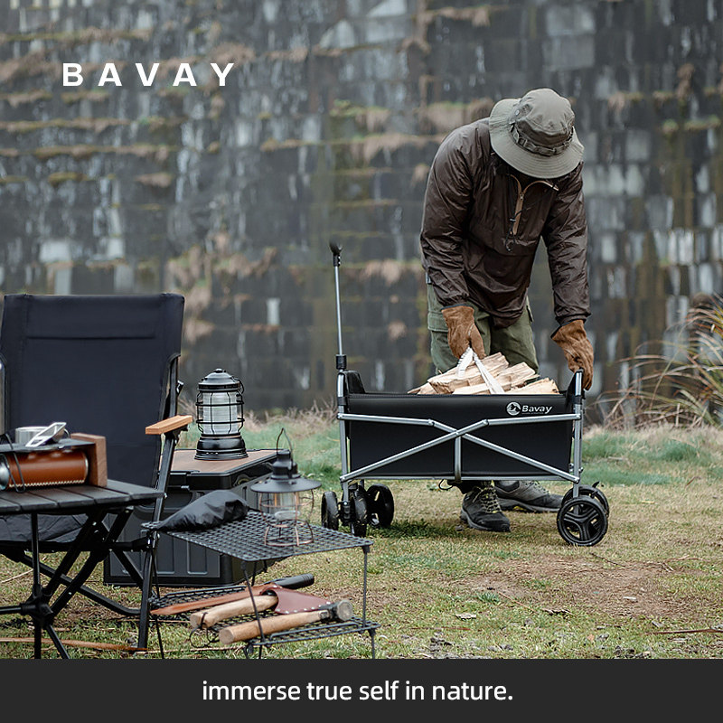 Bavay/北欢迷你手拉车家用购物车快递便携户外露营八轮小推车C01