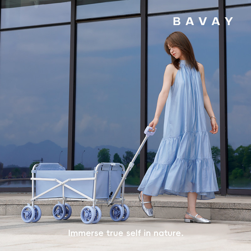 Bavay/北欢八轮铝合金买菜小拉车家用折叠购物推车超轻露营车C12
