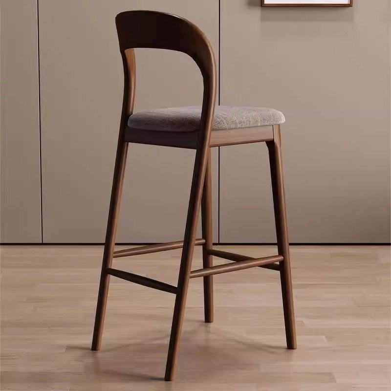 实木吧台椅家用客厅高脚椅现代简约家用岛台椅子实木X吧台桌椅组