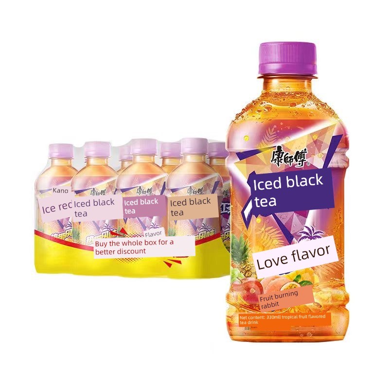康师傅冰红茶热带风味330ml6/12/24瓶迷你装热S带水果味茶饮料果
