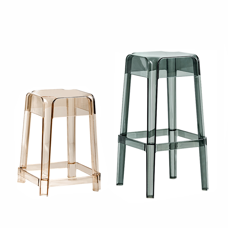北欧透明压克力吧椅创意网红高凳B子家用塑料高脚椅设计师吧台凳