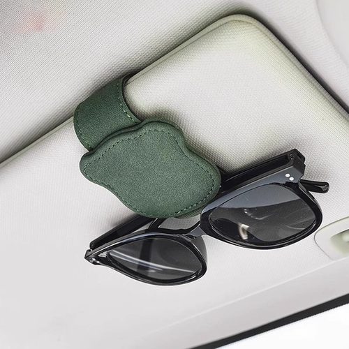 车用翻毛皮磁吸墨镜夹车载眼镜夹车内饰皮革遮阳板收纳夹票据夹