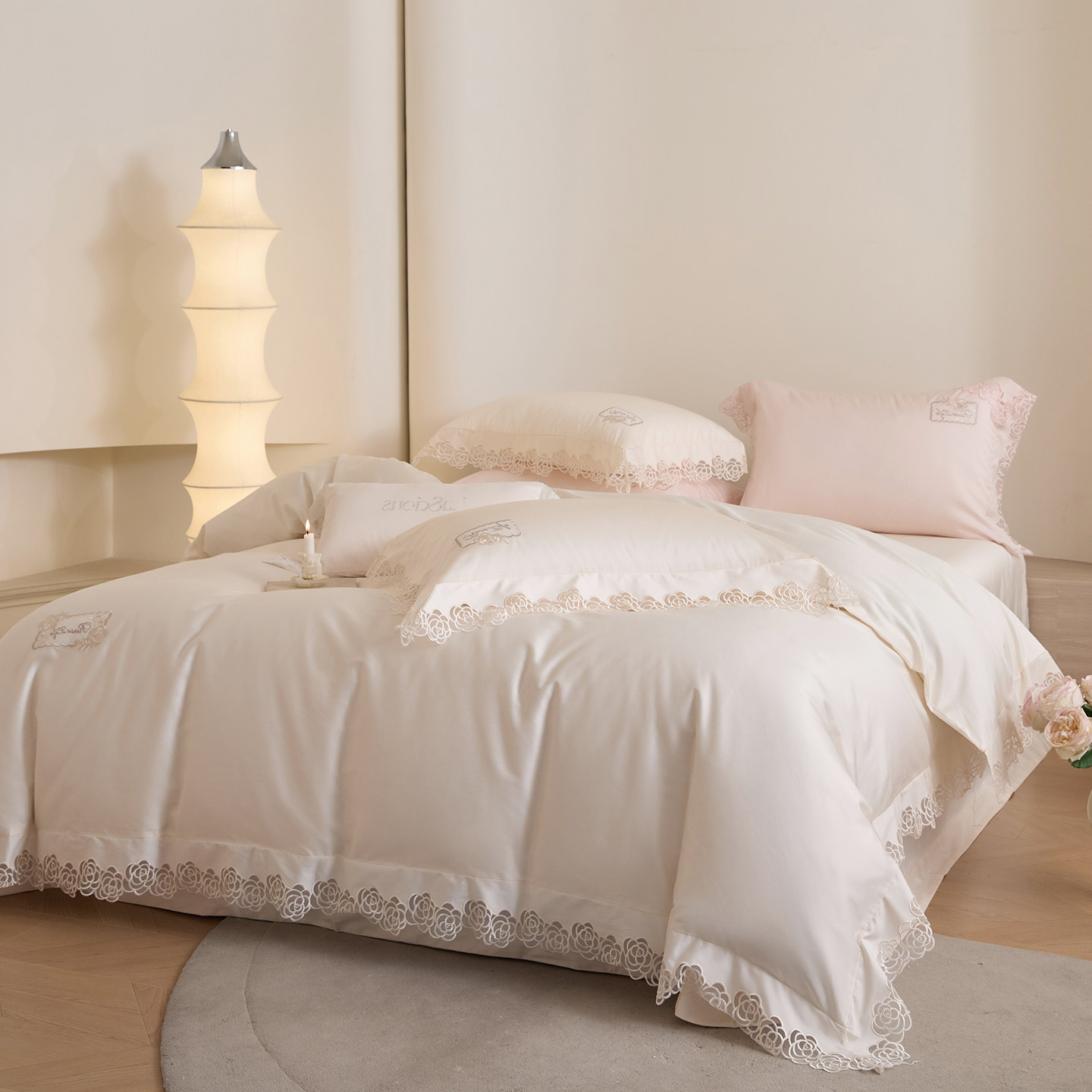 法式性感蕾丝花边被套长绒棉床单四件套全棉纯棉2026新款被罩床品