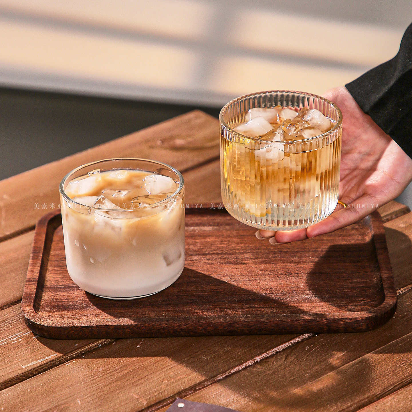 直身条纹玻璃杯酒杯茶杯