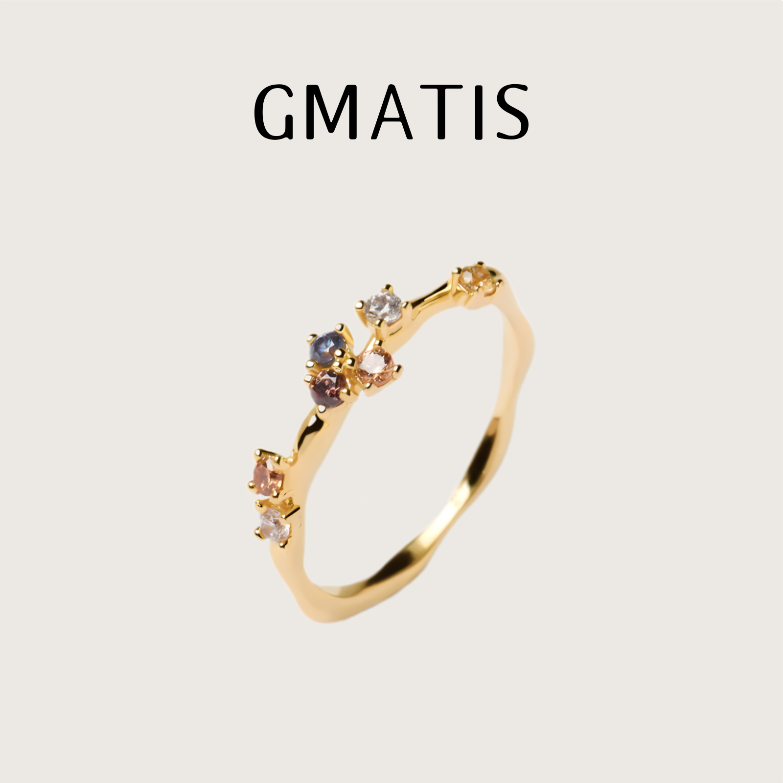 GMATIS精致小众彩锆S925银戒指