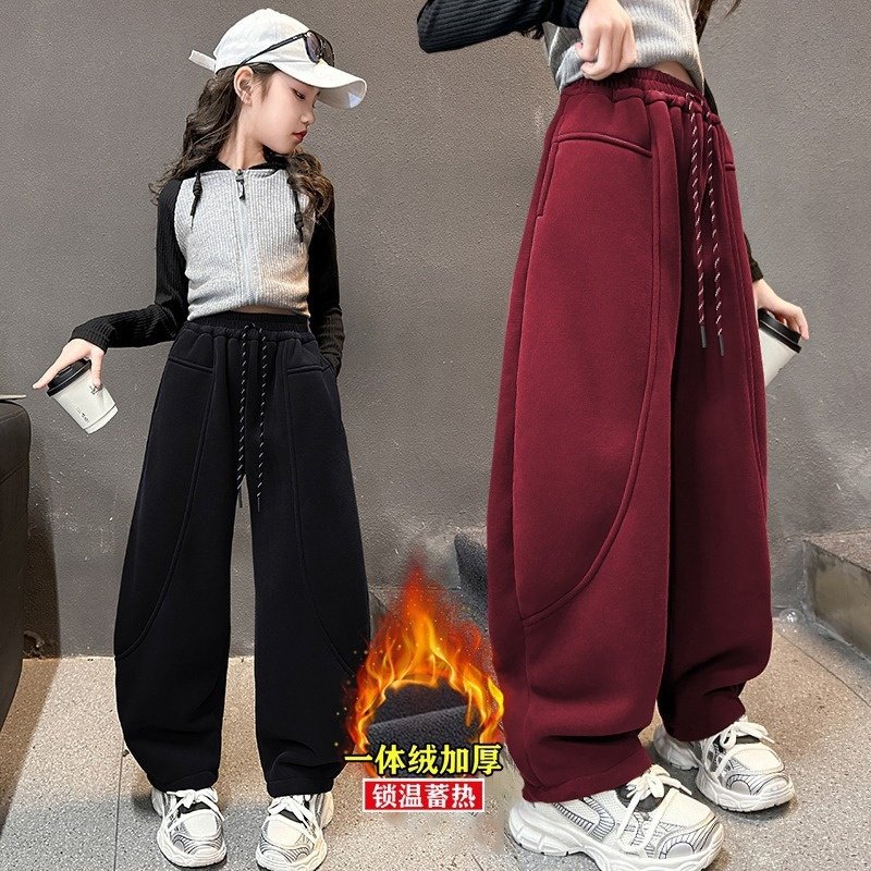 女童加绒弯刀裤秋冬女大童网红香蕉裤儿童阔腿裤初中生运动潮裤,童装/婴儿装/亲子装,裤子,淘宝优惠券,粉丝福利购,淘宝优惠卷