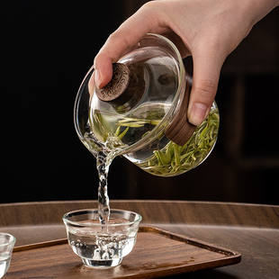 玻璃盖碗不烫手泡茶杯200ml功夫茶碗单个防烫手抓茶壶耐高温茶具