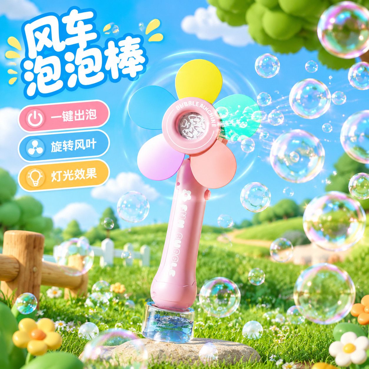 儿童多孔全自动灯光风车泡泡机