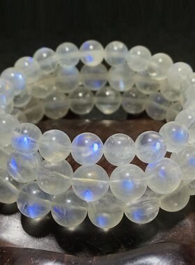 一物一图5A天然蓝月光石手链女款饰品奶油体月光石简约手串强现货