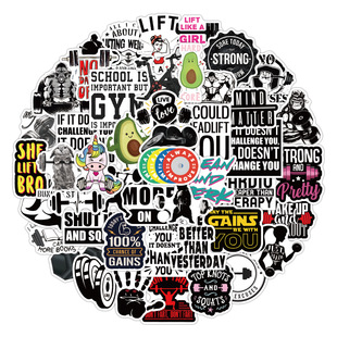 50张运动健身workout 涂鸦贴纸防水可移笔记本滑板行李箱摩托贴纸