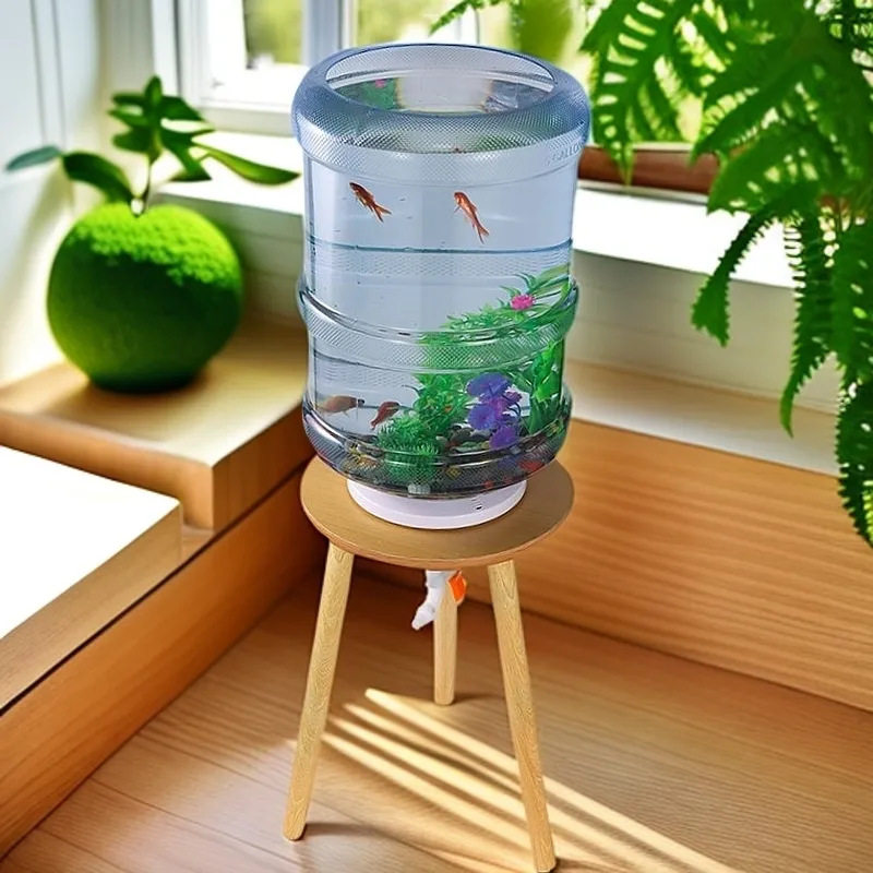 矿泉水桶养鱼DIY鱼缸创意水族纯净水桶自制鱼缸图片