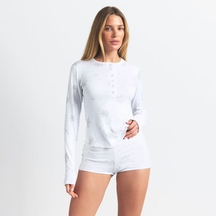 skims卡戴珊圣诞限定雪花图案烫钻休闲圆领T恤百搭四角短裤套装