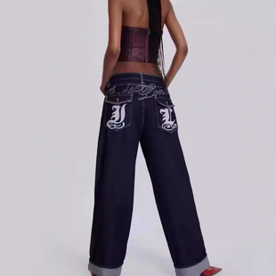 Jaded London 千禧辣妹百搭街头印花宽松显瘦直筒牛仔裤