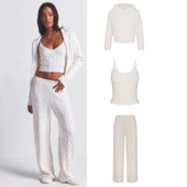 SKIMS 25秋冬新款 毛衣三件套复古麻花针织软糯舒适慵懒风连帽衫