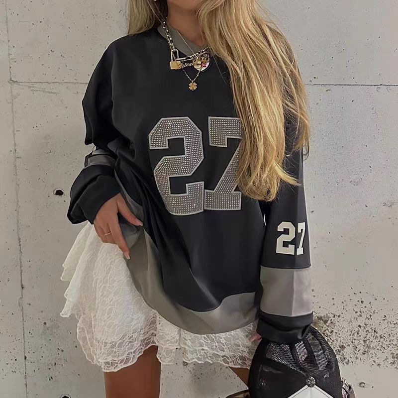 Jaded London潮酷热辣男女宽松球衣欧美说唱london 朋克贴钻长袖