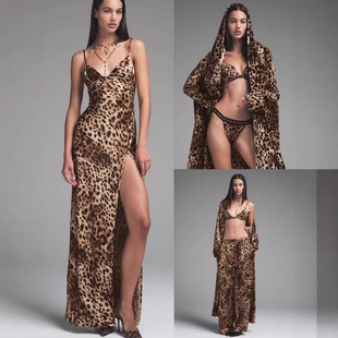 束胸衣 真丝豹纹连衣裙睡衣睡袍长裤 SKIMS卡戴珊2024夏季 新款