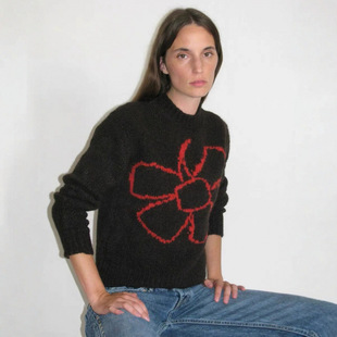 paloma wool现货西班牙羊毛混纺针织套头衫钩编花朵图案毛衣