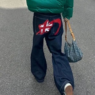 女 印花超宽松阔腿直筒长裤 IAMUBABA现货jaded london复古牛仔裤