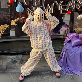 26春新款 ashley 套装 拉链连帽卫衣外套休闲卫裤 w美式 字母面具款