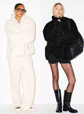 skims 25秋冬新款羊羔毛外套女保暖加厚时尚高领毛仿羊毛大卷