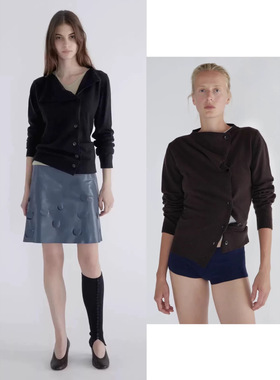 西班牙 Paloma wool 25秋冬新款纯色圆领单排扣羊毛混纺针织开衫