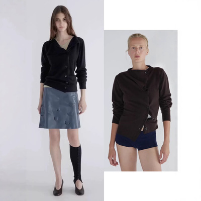 西班牙 Paloma wool 25秋冬新款纯色圆领单排扣羊毛混纺针织开衫